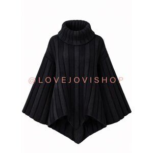 Avant Garde | Boyarovskaya Luxury Alpaca Merino Wool Blend Sweater Poncho Black